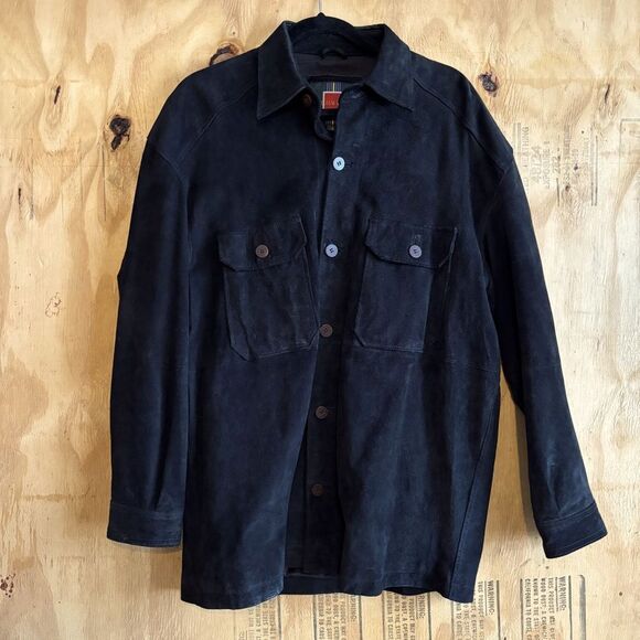 American Vintage Other - Vintage William Barry Black Suede Leather Button Up Rancher Chore Jacket Sz L